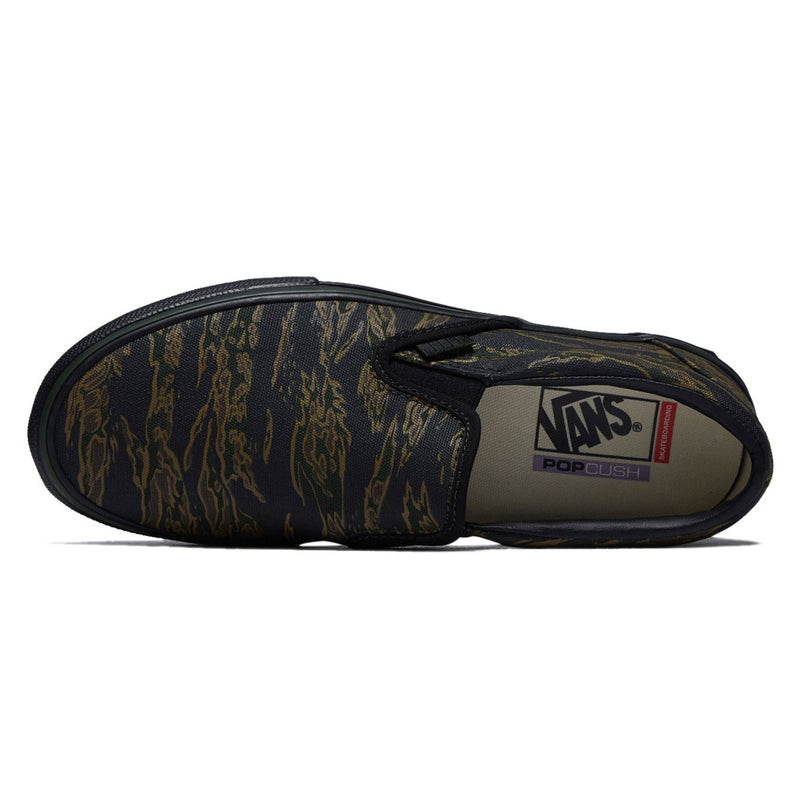 Vans Skate Slip-On Shoes - Tiger Camo Green/Black