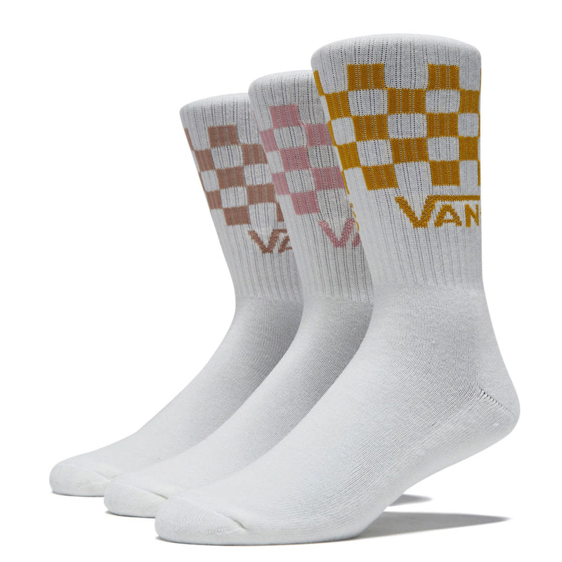 Vans Classic Check Crew 3 Pack Of Socks - Pink Dawn