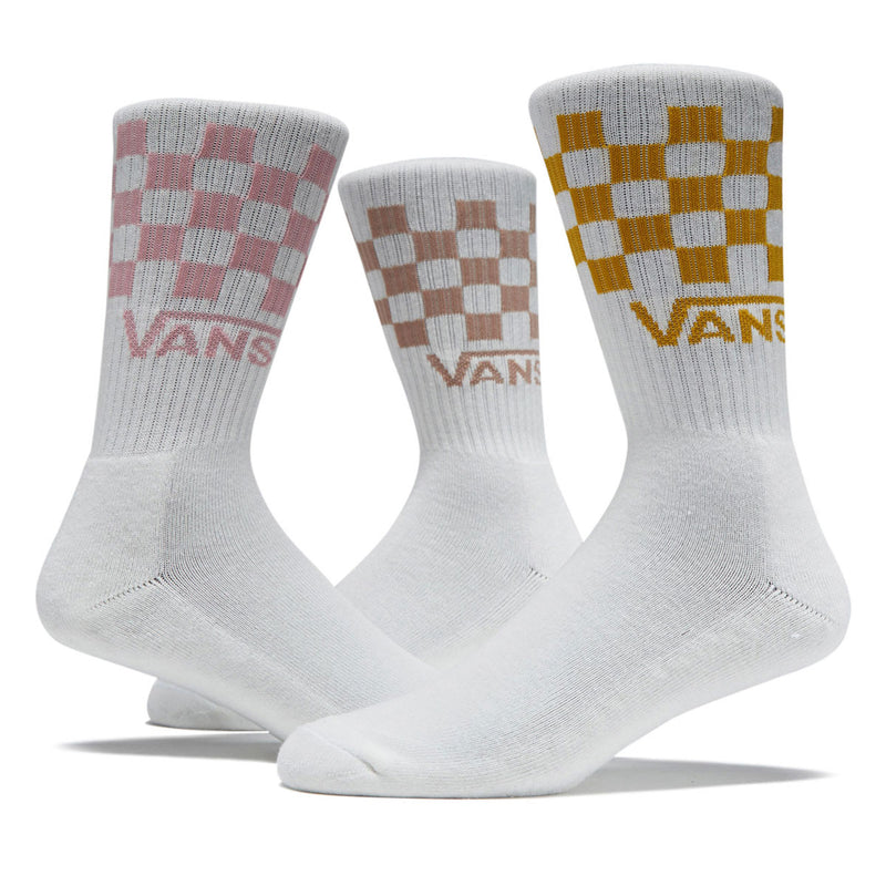 Vans Classic Check Crew 3 Pack Of Socks - Pink Dawn