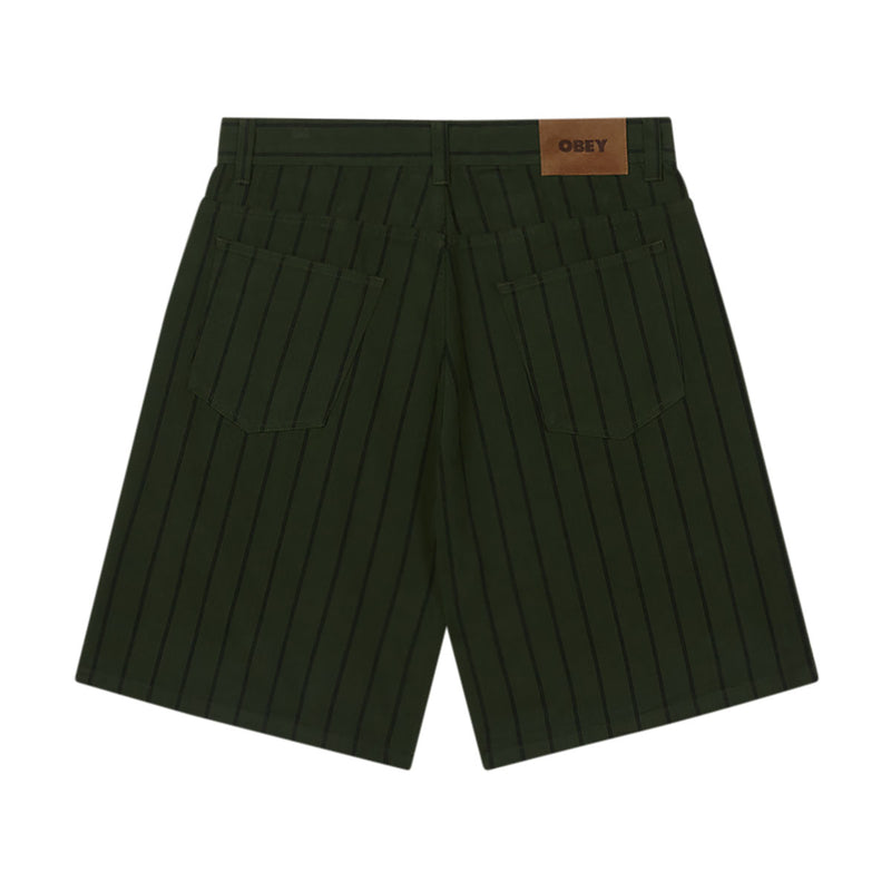Obey Stripe Baggy Denim Shorts - Duffle Bag Multi
