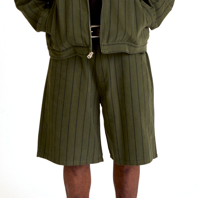 Obey Stripe Baggy Denim Shorts - Duffle Bag Multi