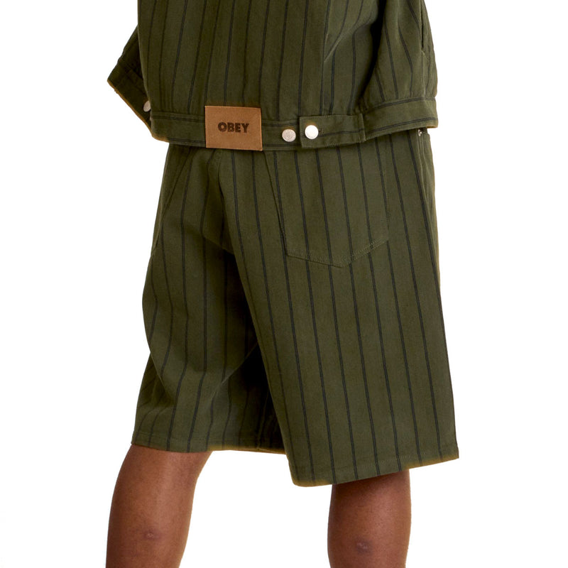 Obey Stripe Baggy Denim Shorts - Duffle Bag Multi