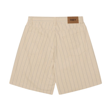 Obey Stripe Baggy Denim Shorts - Pelican Multi