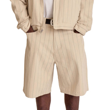 Obey Stripe Baggy Denim Shorts - Pelican Multi