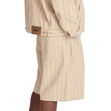 Obey Stripe Baggy Denim Shorts - Pelican Multi