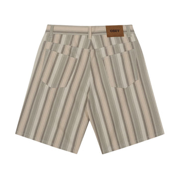 Obey Baja Stripe Baggy Denim Shorts - Dried Sage Multi
