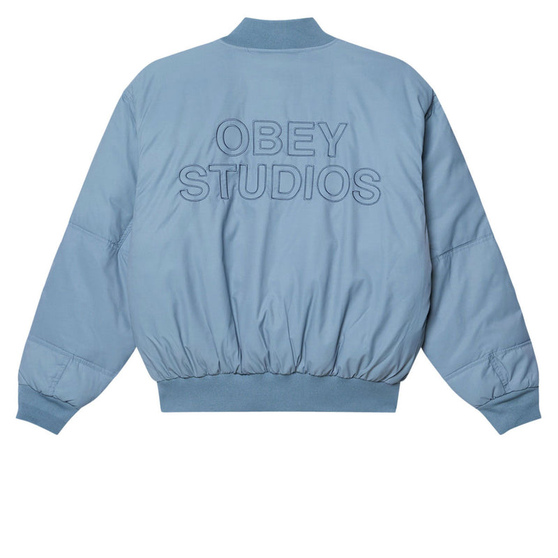Obey Star Flight Bomber Jacket - Blue Grey