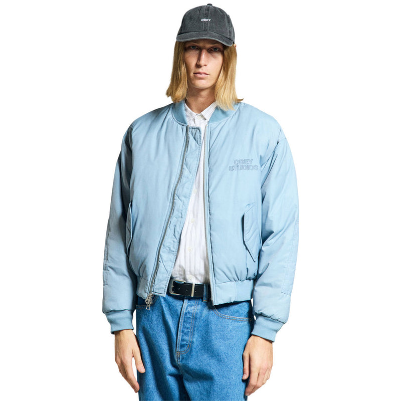 Obey Star Flight Bomber Jacket - Blue Grey