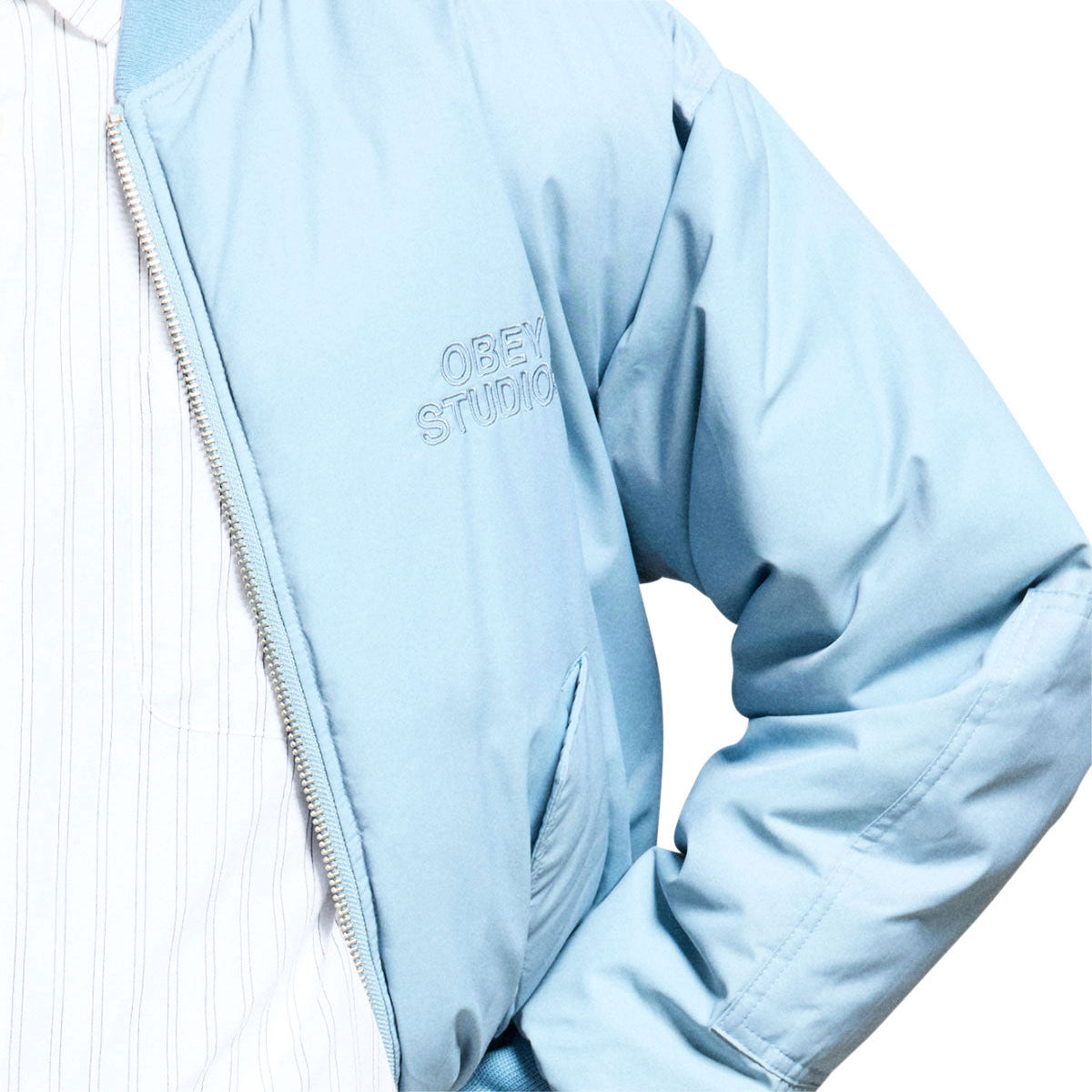 Obey Star Flight Bomber Jacket - Blue Grey image 6