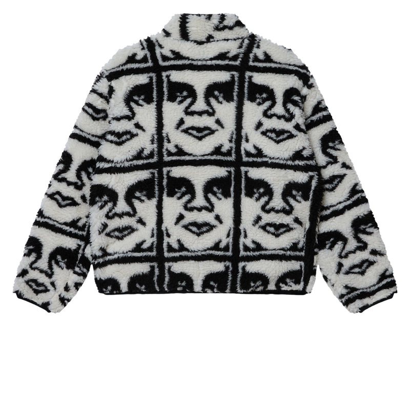 Obey Repeated Icon Sherpa Jacket - Black Multi