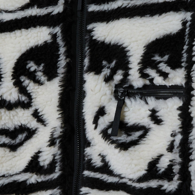 Obey Repeated Icon Sherpa Jacket - Black Multi