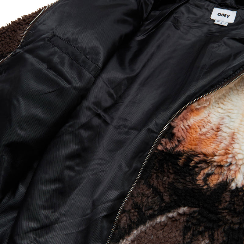 Obey Horses Sherpa Jacket - Brown Multi