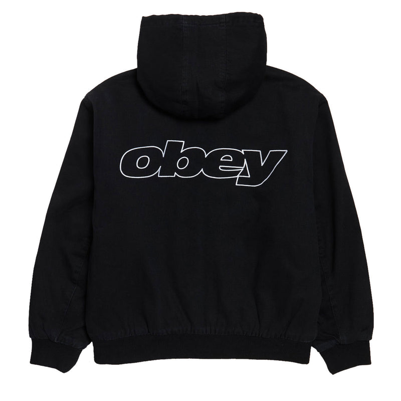 Obey Randy Zip Up Hooded Jacket - Black Faded Wash
