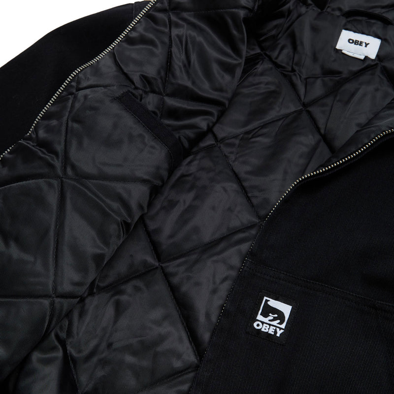 Obey Randy Zip Up Hooded Jacket - Black Faded Wash