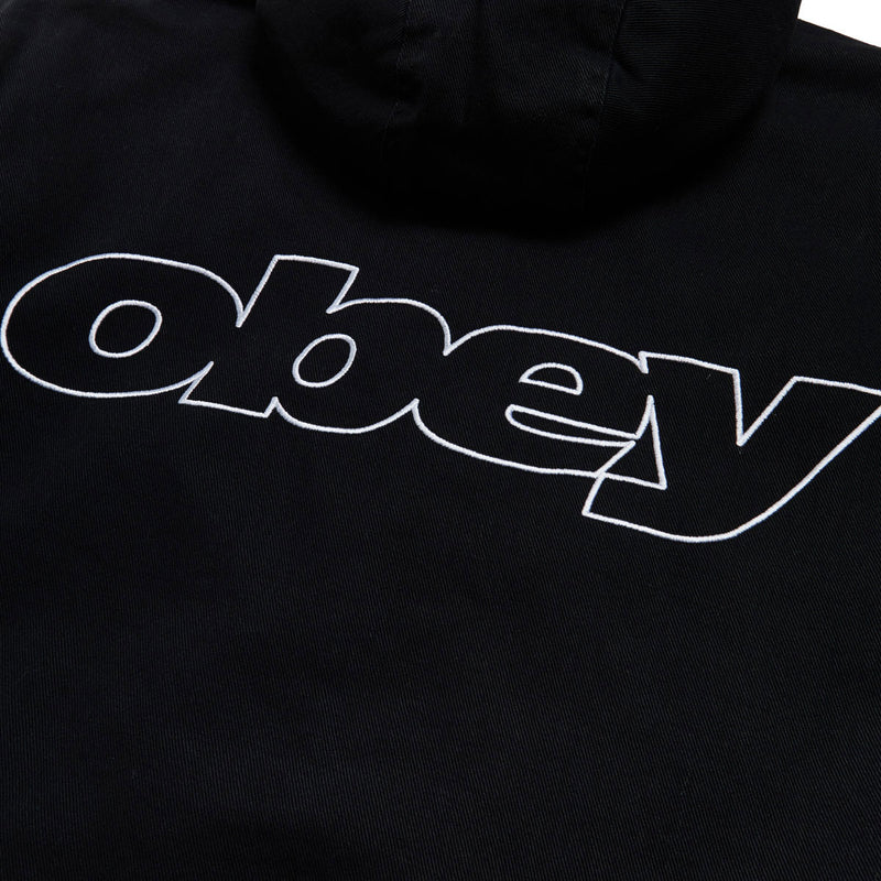 Obey Randy Zip Up Hooded Jacket - Black Faded Wash