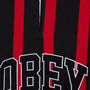 Obey Landon Stripe Long Sleeve Polo Shirt - Black Multi