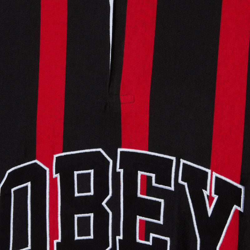 Obey Landon Stripe Long Sleeve Polo Shirt - Black Multi