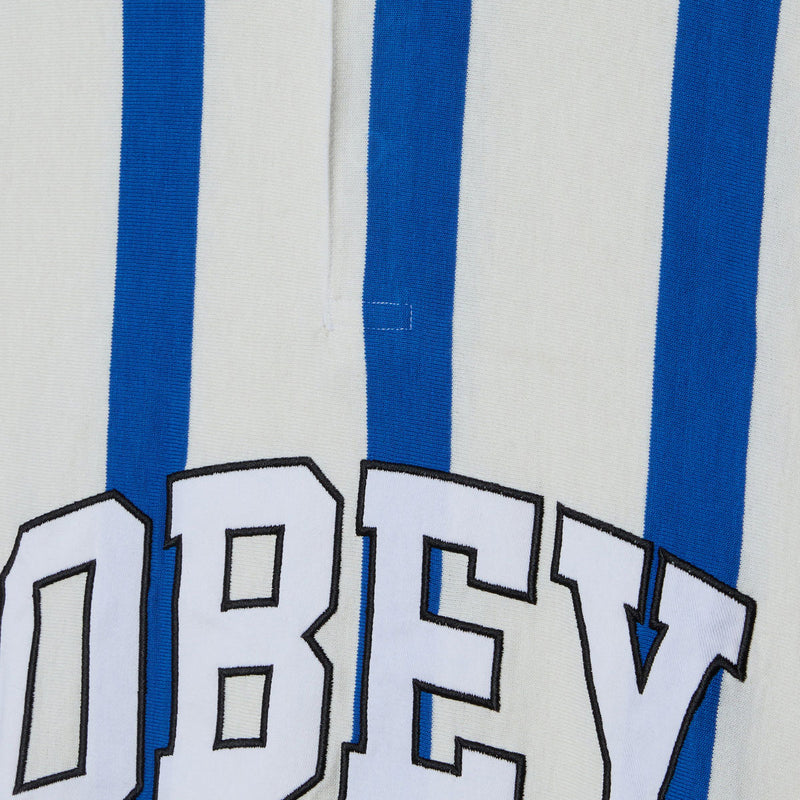 Obey Landon Stripe Long Sleeve Polo Shirt - White Multi