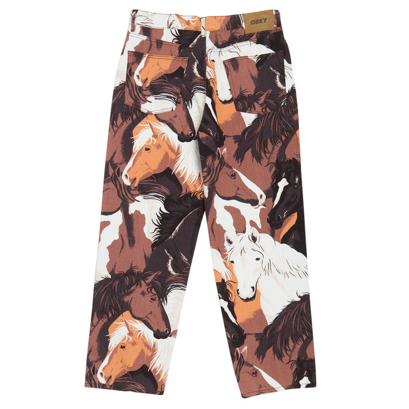 Obey Classic Baggy Printed Denim Jeans - Brown Multi