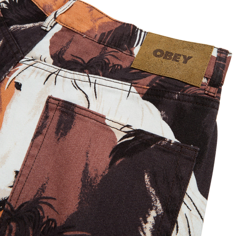 Obey Classic Baggy Printed Denim Jeans - Brown Multi
