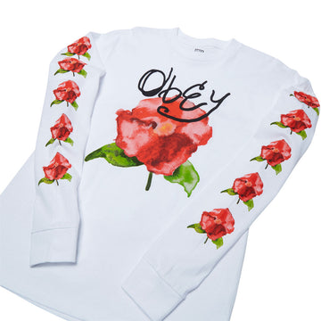 Obey Watercolor Poppy Long Sleeve T-Shirt - White