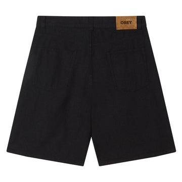 Obey Baggy Linen Devin Shorts - Black