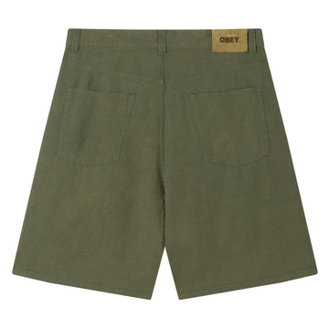 Obey Baggy Linen Devin Shorts - Smokey Olive