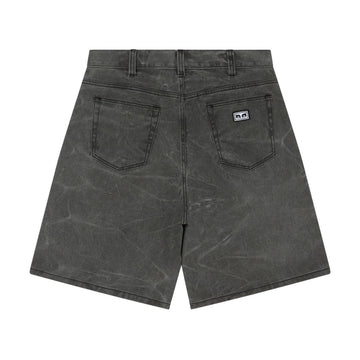 Obey Bigwig Baggy Denim Shorts - Black Wrinkle Wash