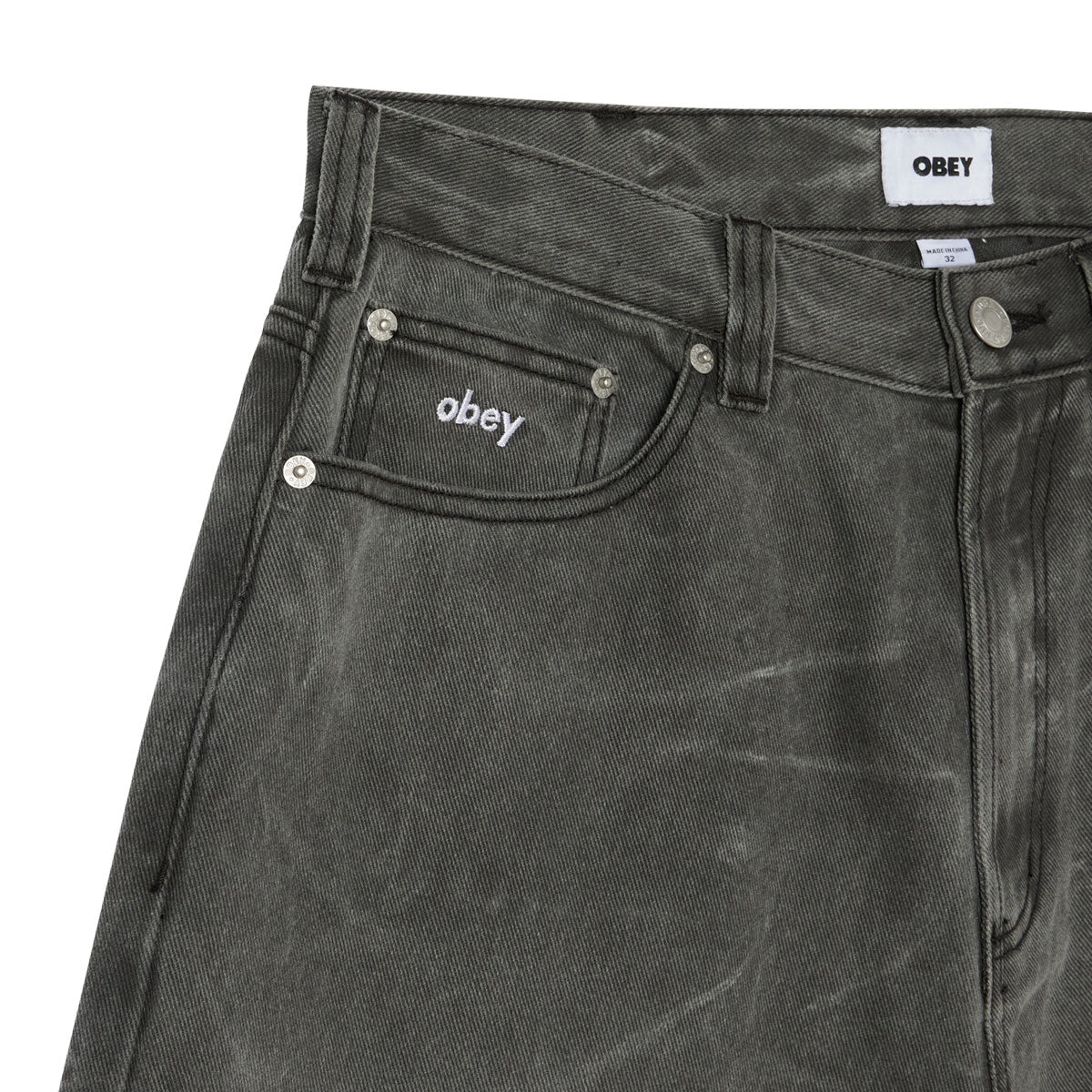 Obey Bigwig Baggy Denim Shorts - Black Wrinkle Wash – CCS