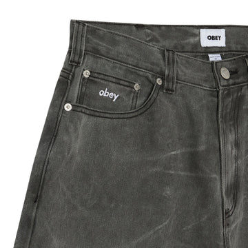 Obey Bigwig Baggy Denim Shorts - Black Wrinkle Wash