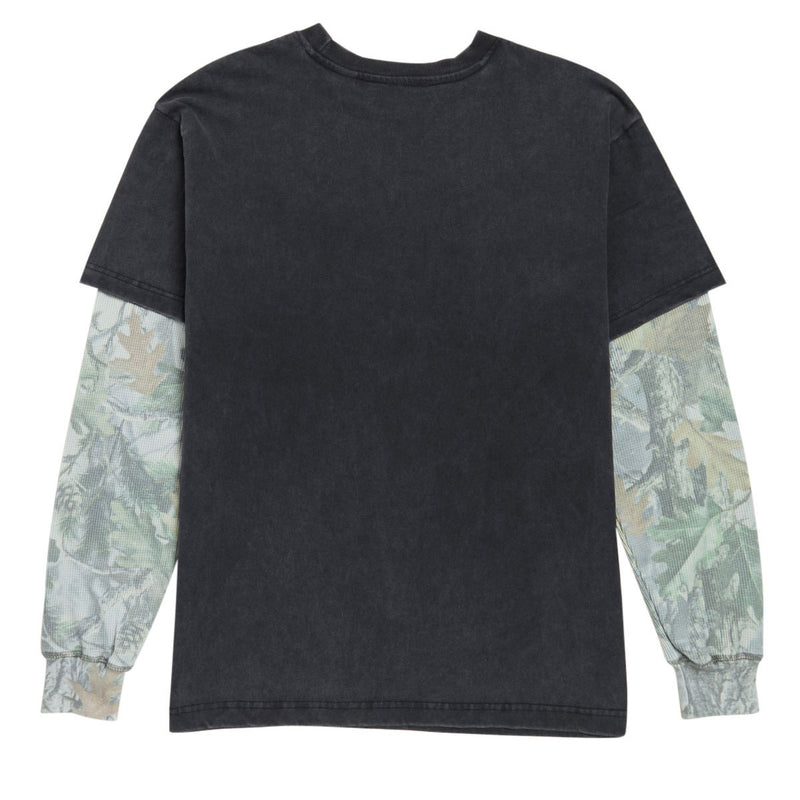 Obey Oval 2fer Thermal Long Sleeve T-Shirt - Dusty Limo Black/Vintage Wood Camo