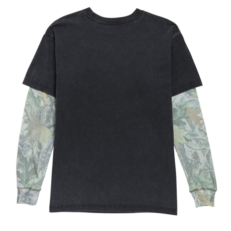 Obey Stretched 2fer Thermal Long Sleeve T-Shirt - Dusty Limo Black/Vintage Wood Camo