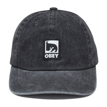 Obey Pigment Label 6 Panel Hat - Pigment Black
