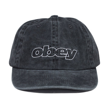 Obey Pigment Outline Delta 6 Panel Snapback Hat - Pigment Black