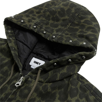 Obey Studded Zip Up Jacket - Dark Leopard