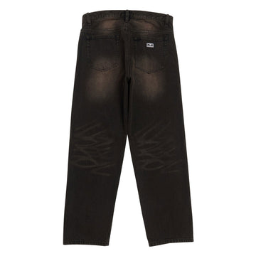 Obey Studded Boxcar Straight Leg Denim Jeans - Black Rust Wash