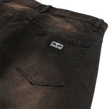 Obey Studded Boxcar Straight Leg Denim Jeans - Black Rust Wash
