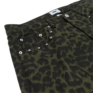 Obey Studded Boxcar Straight Leg Denim Jeans - Dark Leopard