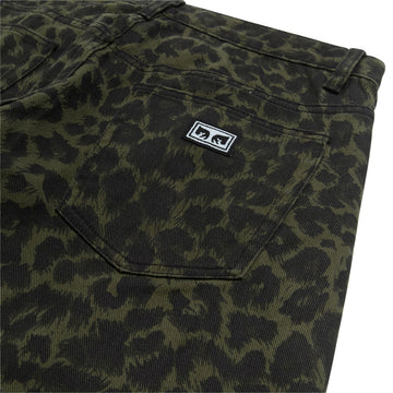Obey Studded Boxcar Straight Leg Denim Jeans - Dark Leopard
