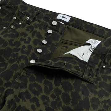 Obey Studded Boxcar Straight Leg Denim Jeans - Dark Leopard