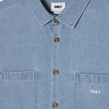 Obey Charlie Denim Long Sleeve Woven Shirt - Light Indigo