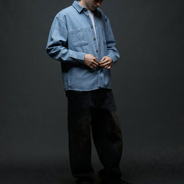 Obey Charlie Denim Long Sleeve Woven Shirt - Light Indigo