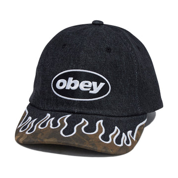 Obey Pigment Flames 6 Panel Vb Hat - Faded Black