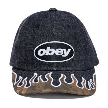 Obey Pigment Flames 6 Panel Vb Hat - Faded Black