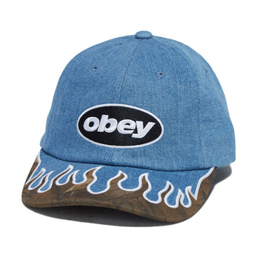 Obey Pigment Flames 6 Panel Vb Hat - Light Indigo
