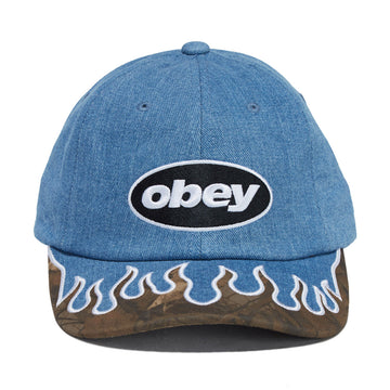 Obey Pigment Flames 6 Panel Vb Hat - Light Indigo