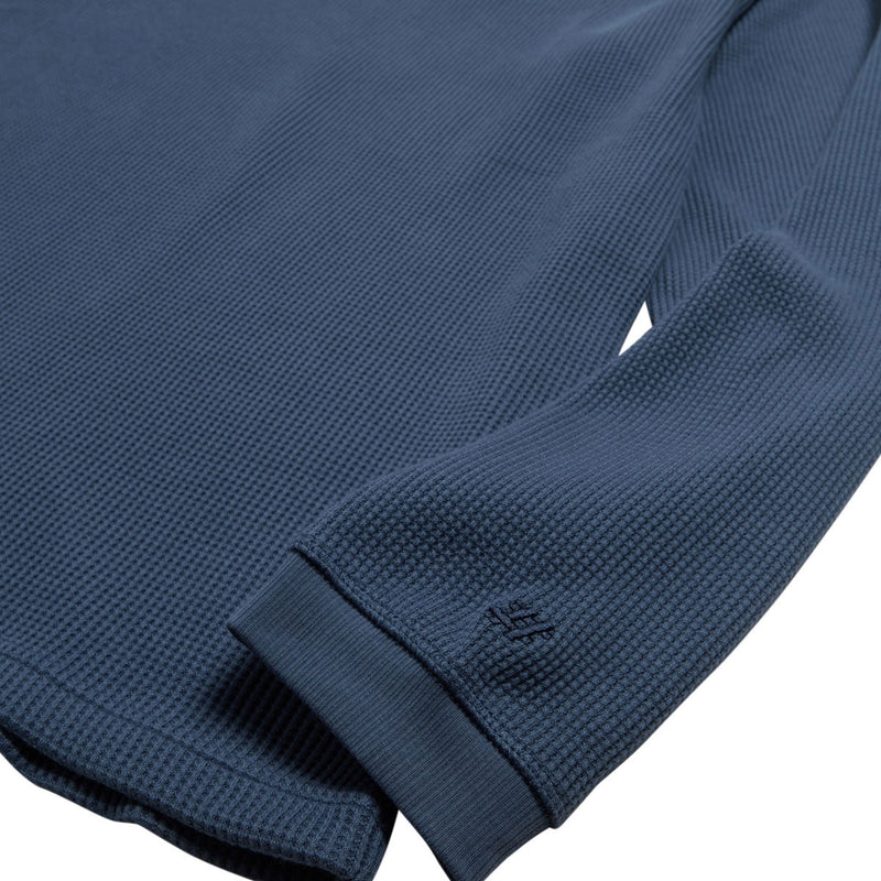 New Balance Numeric Waffle Knit Long Sleeve Henley Shirt - Blue
