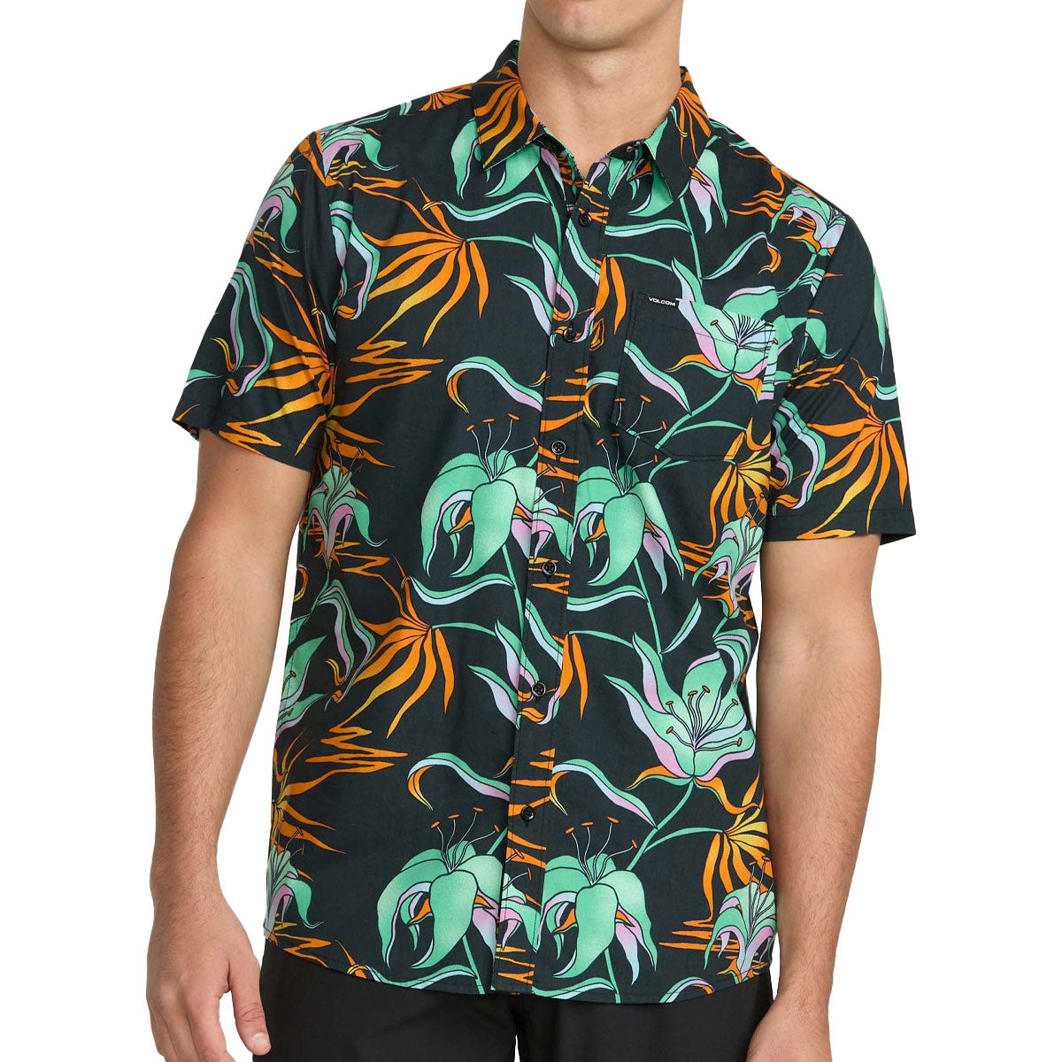 Volcom Brainmelter Floral Shirt - Black/Green image 1