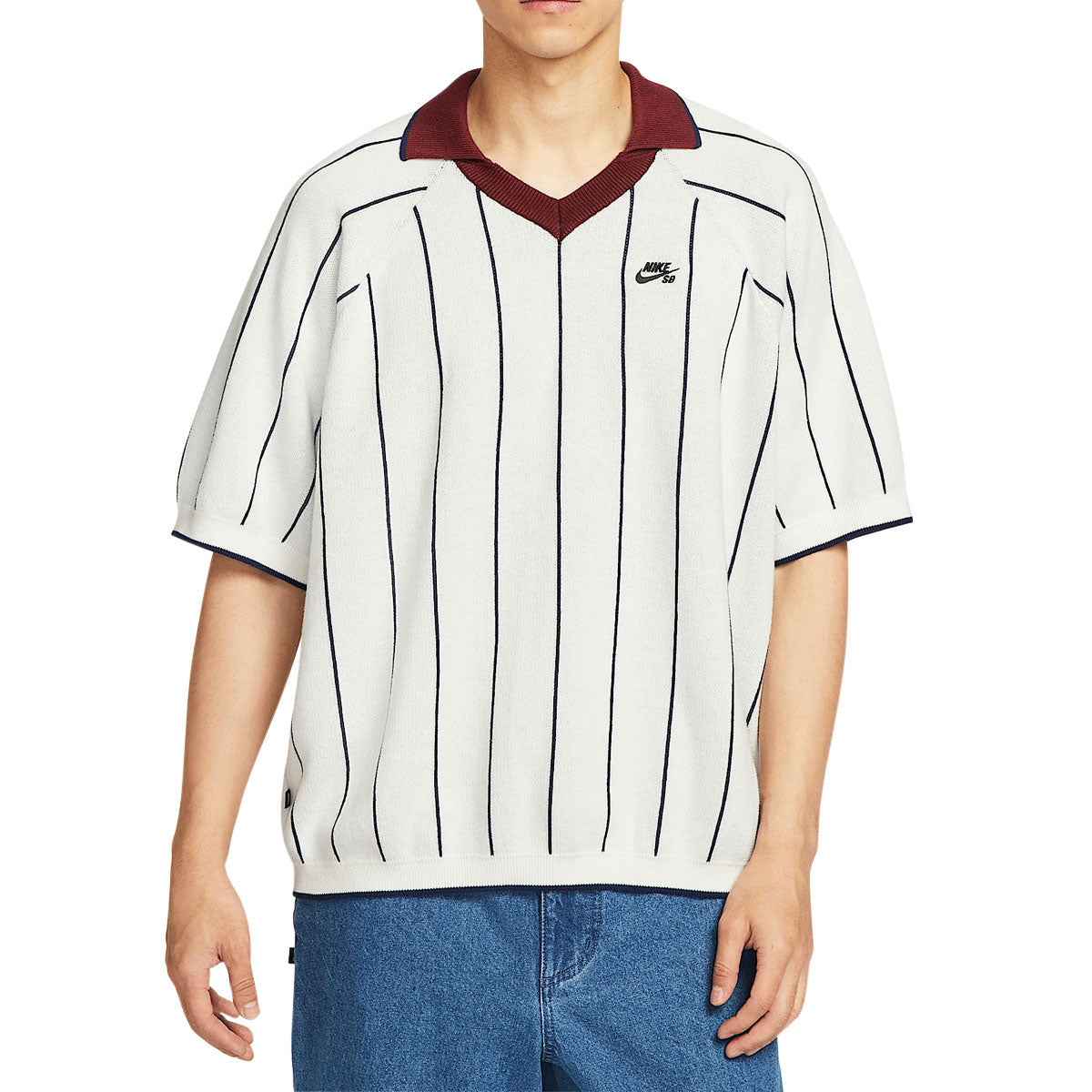 Nike SB Referee Polo Shirt - Sail/Midnight Navy/Dark Team Red image 1