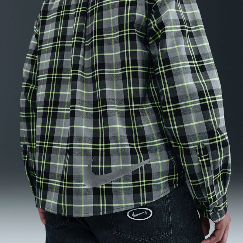 Nike SB Koston Long Sleeve Flannel Shirt - Dark Smoke Grey/Volt